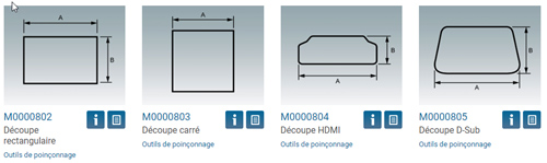 Vaste gamme de découpes standard