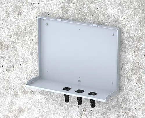 Plaque arrière à section en L fixée au mur